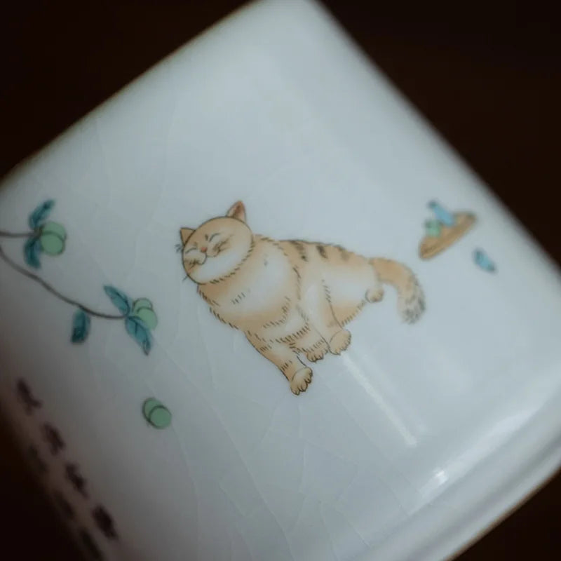 yuntasty ceramic tea mugs with filters cute cat coffee cup chinese tea cup drinkware 380ml