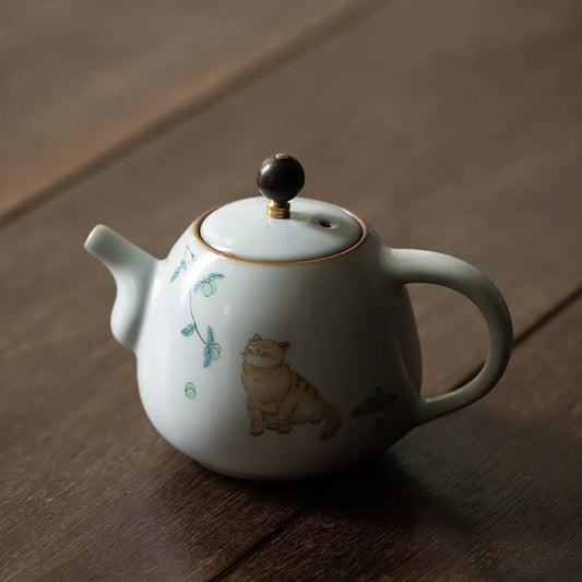 yuntasty cute cat ceramic teapot traditional chinese tea pot 280ml