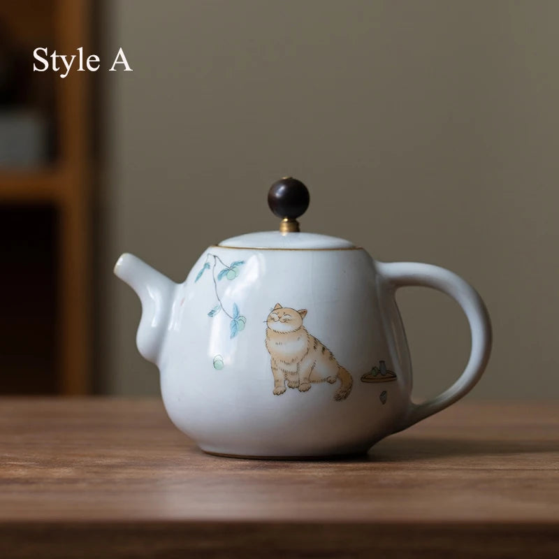 yuntasty cute cat ceramic teapot traditional chinese tea pot 280ml