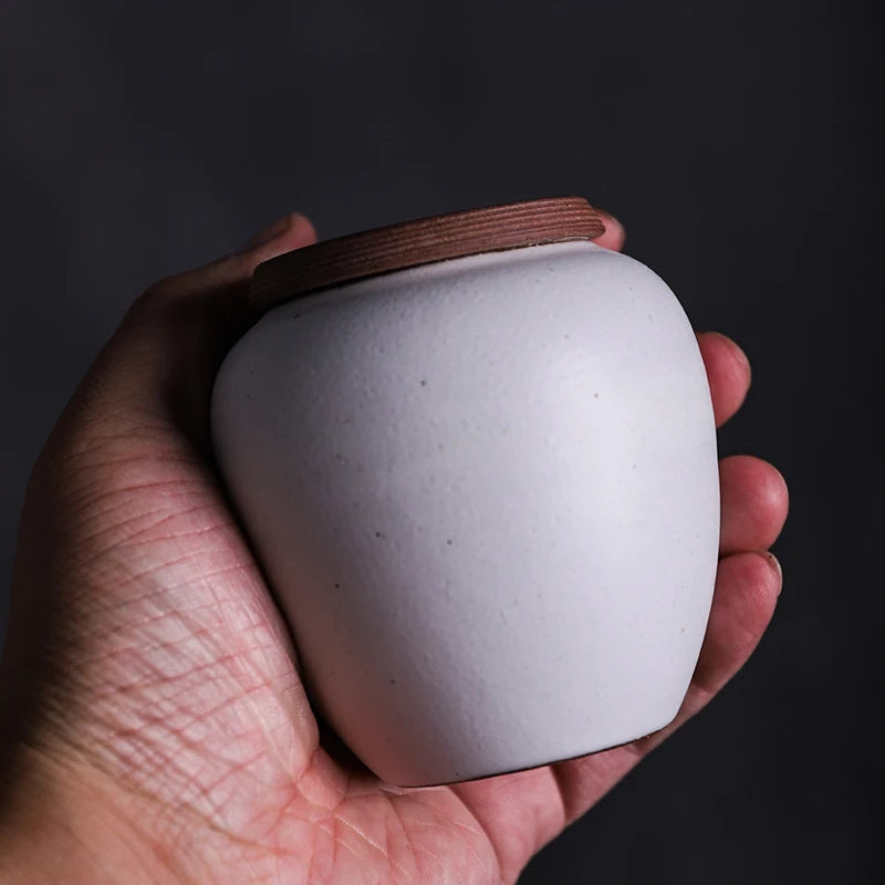 yuntasty white ceramic tea caddy handmade ceramic tea canisters pottery tea jars for loose tea