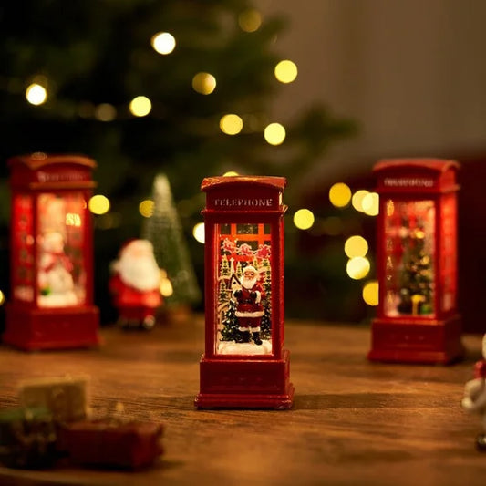 yuntasty Resin Christmas Gifts Telephone Booth with Music Box for Christmas Eve