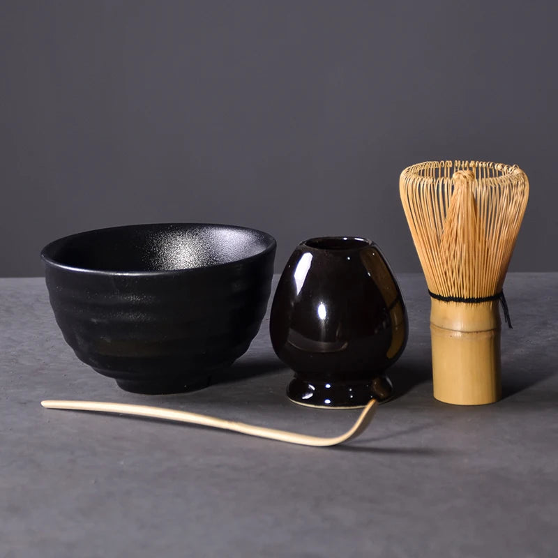yuntasty 4pcs/set traditional matcha giftset bamboo matcha whisk scoop ceremic Matcha Bowl Whisk Holder japanese tea sets