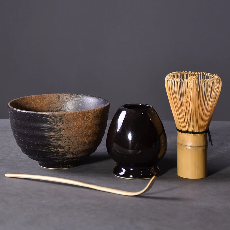 yuntasty 4pcs/set traditional matcha giftset bamboo matcha whisk scoop ceremic Matcha Bowl Whisk Holder japanese tea sets