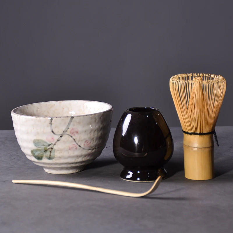 yuntasty 4pcs/set traditional matcha giftset bamboo matcha whisk scoop ceremic Matcha Bowl Whisk Holder japanese tea sets