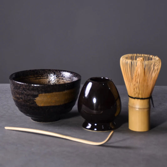 yuntasty 4pcs/set traditional matcha giftset bamboo matcha whisk scoop ceremic Matcha Bowl Whisk Holder japanese tea sets