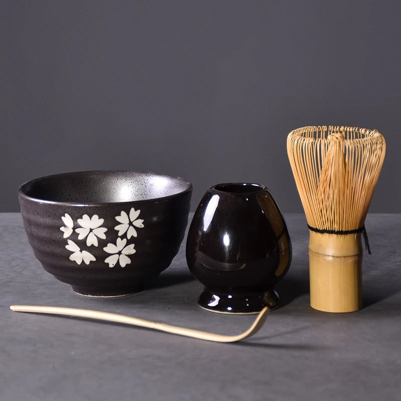 yuntasty 4pcs/set traditional matcha giftset bamboo matcha whisk scoop ceremic Matcha Bowl Whisk Holder japanese tea sets