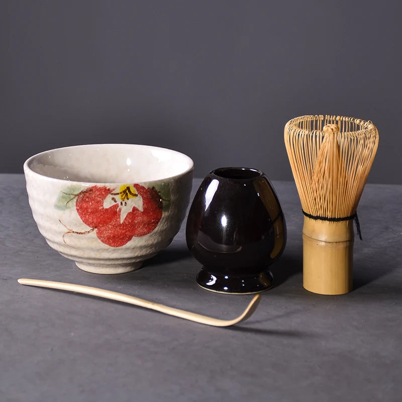 yuntasty 4pcs/set traditional matcha giftset bamboo matcha whisk scoop ceremic Matcha Bowl Whisk Holder japanese tea sets