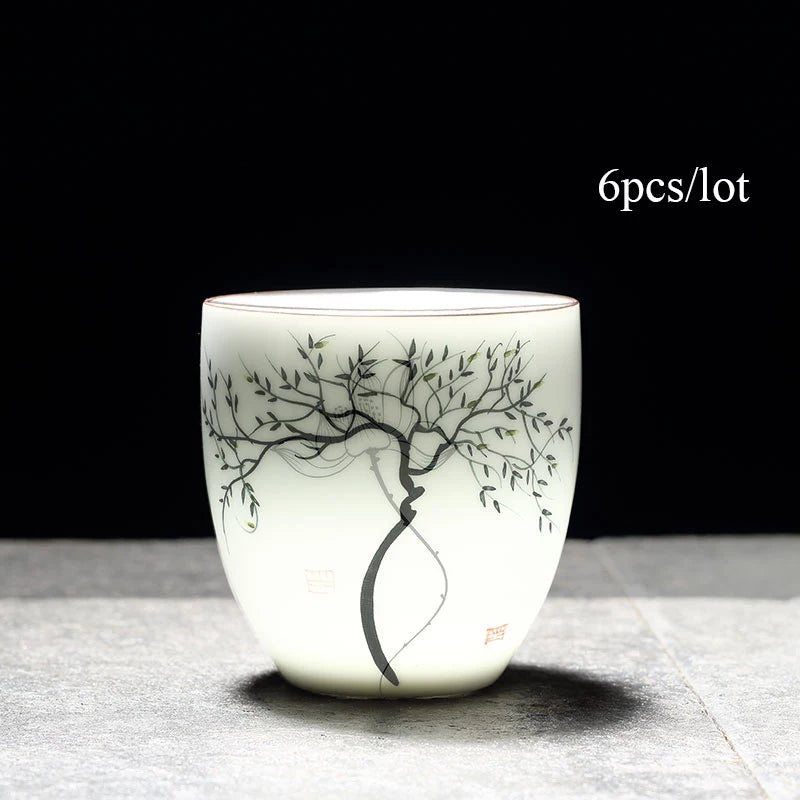 yuntasty 6 pcs traditional ceramic tea cup handpainted sets of 6 cups chinese kung fu cup porcelain Teacups sets drinkware 150ml