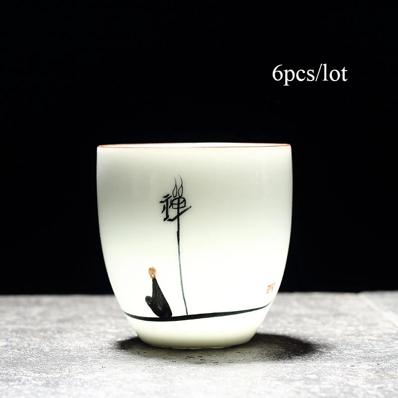yuntasty 6 pcs traditional ceramic tea cup handpainted sets of 6 cups chinese kung fu cup porcelain Teacups sets drinkware 150ml