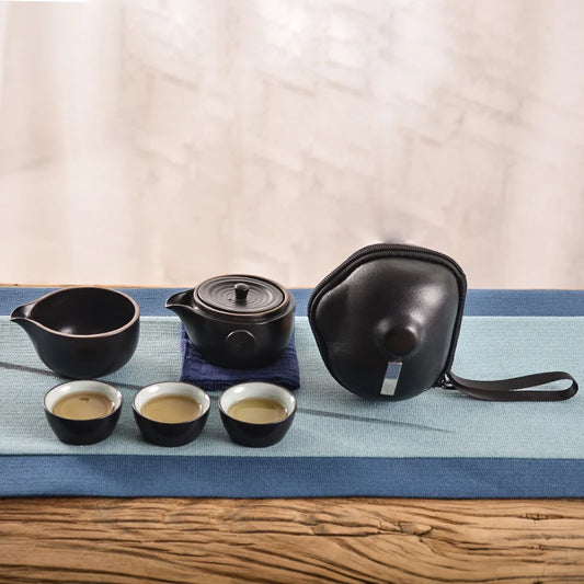 yuntasty black crockery ceramic teapot teacups a tea sets portable travel tea sets with travel bag