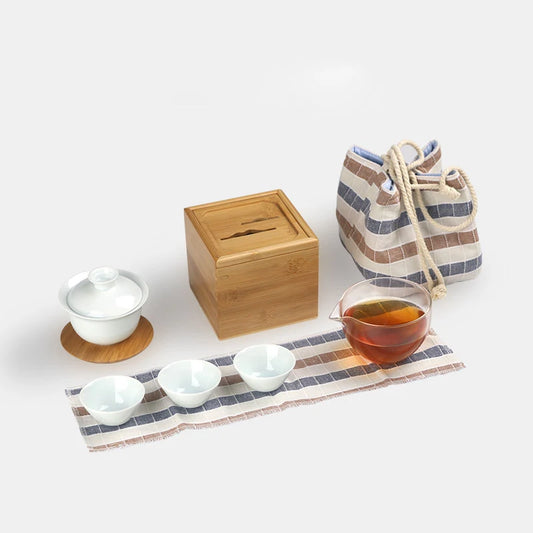 yuntasty ceramic gaiwan teacups ceramic chinese tea pot portable travel tea set