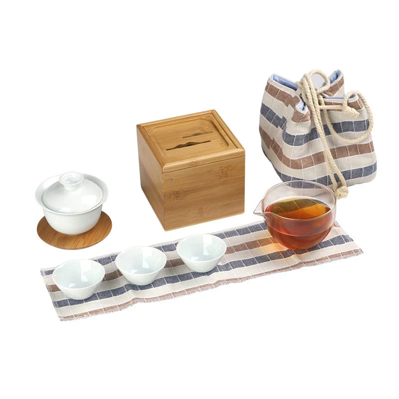 yuntasty ceramic gaiwan teacups ceramic chinese tea pot portable travel tea set