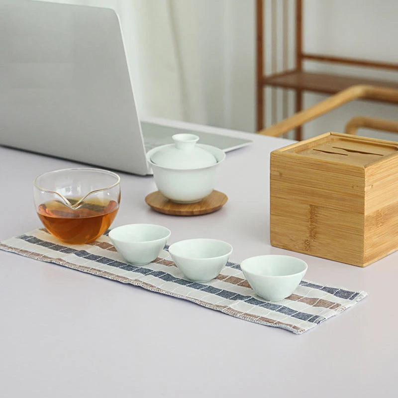 yuntasty ceramic gaiwan teacups ceramic chinese tea pot portable travel tea set