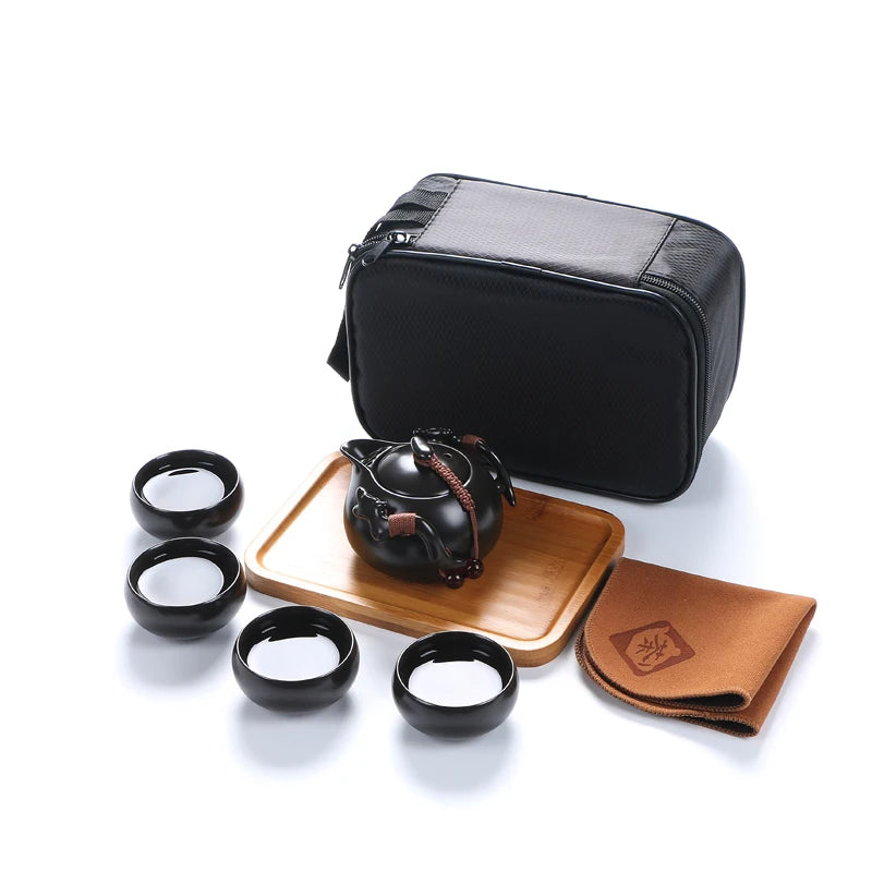 yuntasty ceramic teapot kettle gaiwan tea cup for puer chinese tea pot portable tea set with travel bag