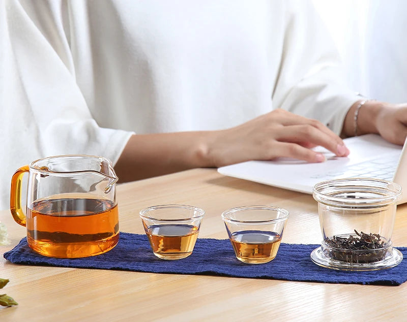 yuntasty coffee and tea sets glass teapot gaiwan teacups portable travel tea set drinkware