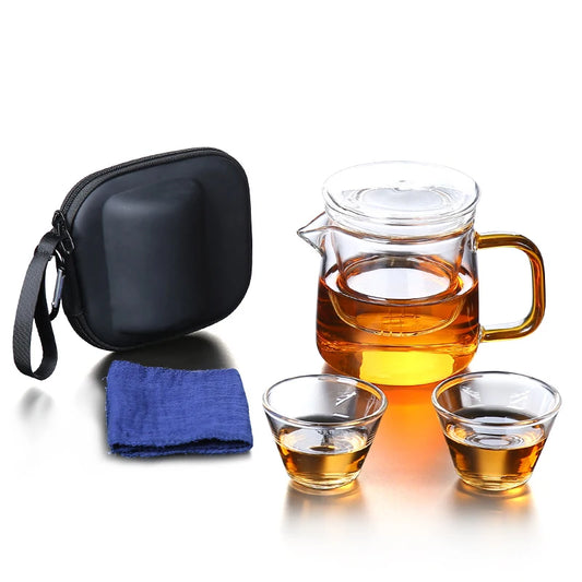 yuntasty coffee and tea sets glass teapot gaiwan teacups portable travel tea set drinkware