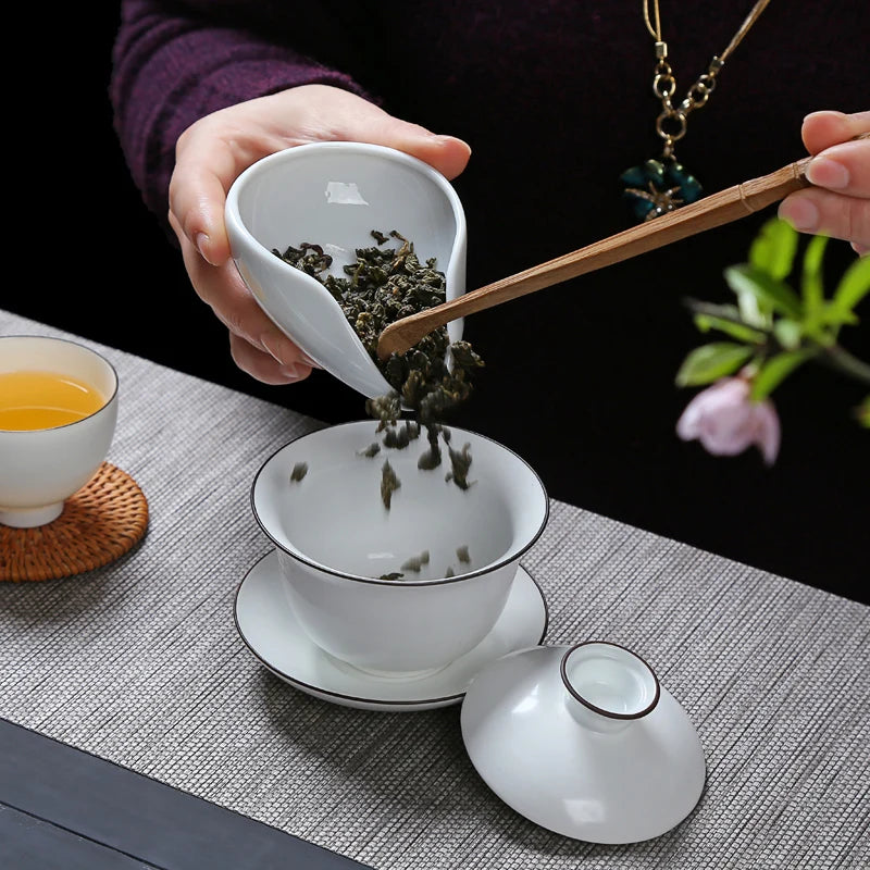 yuntasty coffee and tea tools ceramic tea scoops ceramic accessories chinese kung fu tea set