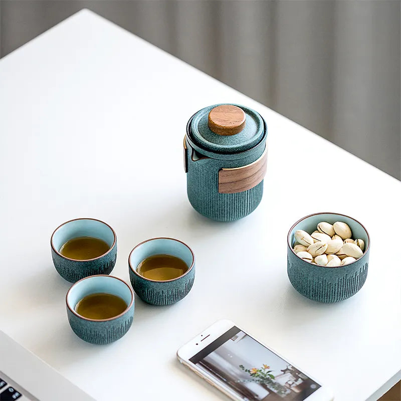 yuntasty green ceramic teapot teacups a tea set portable travel tea set drinkware