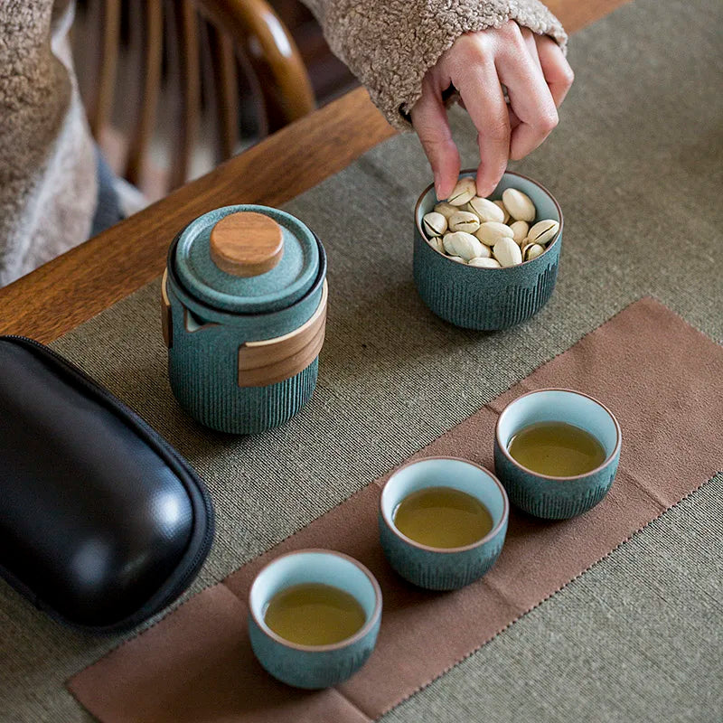 yuntasty green ceramic teapot teacups a tea set portable travel tea set drinkware