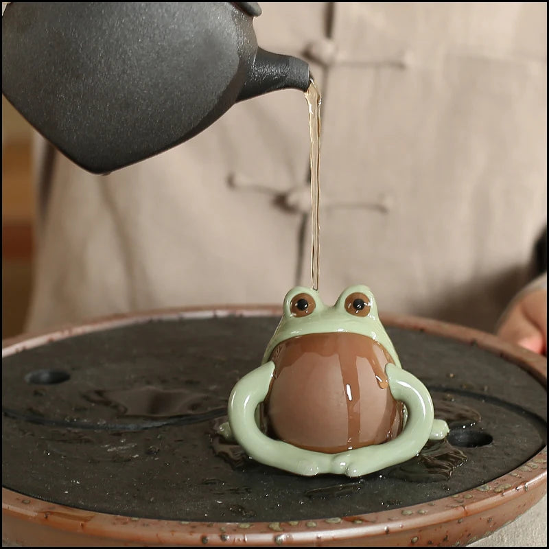 yuntasty green frog purple clay coffee and tea tools ceramic tea pets chinese kung fu tea accessories
