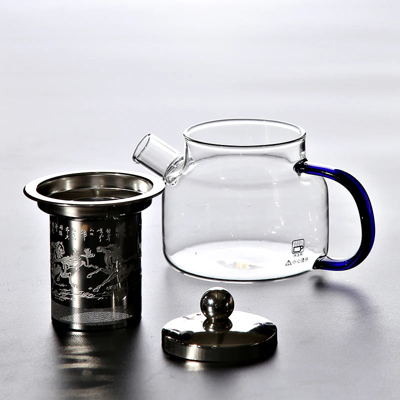 yuntasty heat-resistant glass teapot with infuser kettle for flower tea pot glass tea set