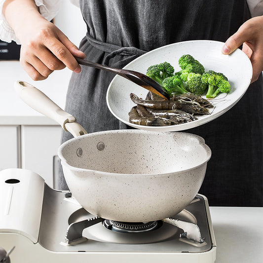 Medical Stone Non-Stick Pan, Frying Pan, Small Size Frying Pan Induction Cooker Special Use, Gourmet Japanese Style