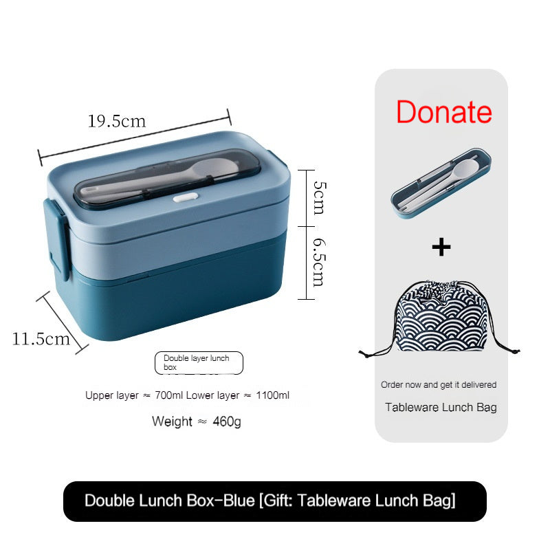 Lunch Box Office Worker Student Microwaveable Dedicated for Heating Tableware Japanese Double Deck Compartment Convenient Portable Lunch Box