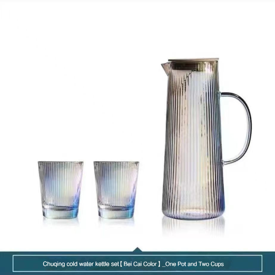 Cold Water Pot Set Japanese-Style Water Pitcher Household Cold Boiled Water Cup Set Large Capacity Jug High Temperature Resistant Teapot Cup