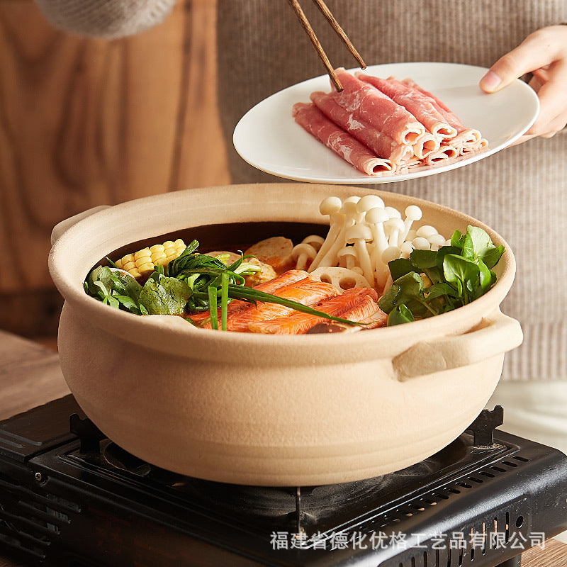 Hot Pot Household Coarse Ceramic Clay Casserole, Stew Pot, Soup Burning Gas Stove Dedicated Large Small Size Old-Fashioned Claypot Rice Chinese Casseroles
