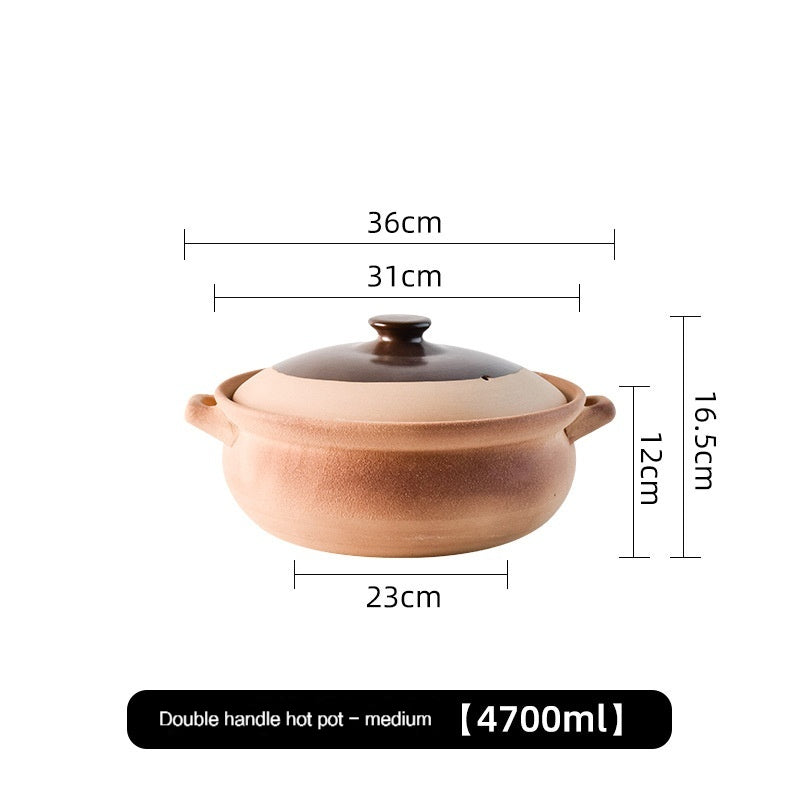 Hot Pot Household Coarse Ceramic Clay Casserole, Stew Pot, Soup Burning Gas Stove Dedicated Large Small Size Old-Fashioned Claypot Rice Chinese Casseroles