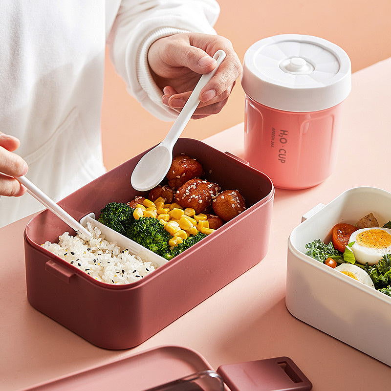Lunch Box Office Worker Student Microwaveable Dedicated for Heating Tableware Japanese Double Deck Compartment Convenient Portable Lunch Box
