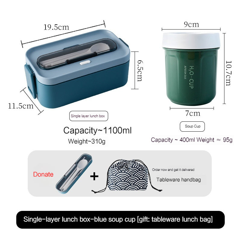 Lunch Box Office Worker Student Microwaveable Dedicated for Heating Tableware Japanese Double Deck Compartment Convenient Portable Lunch Box