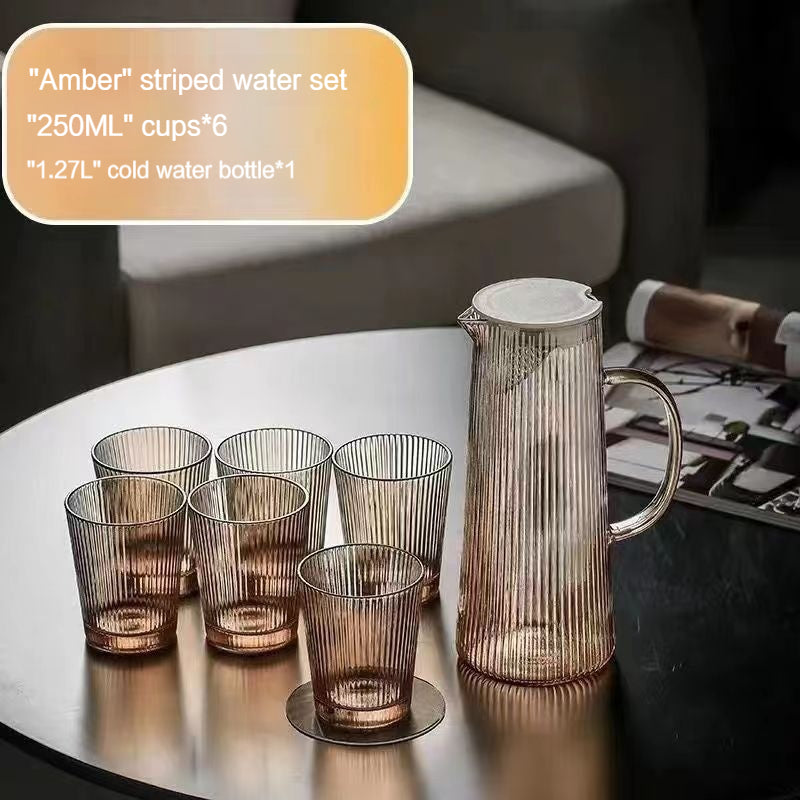 Cold Water Pot Set Japanese-Style Water Pitcher Household Cold Boiled Water Cup Set Large Capacity Jug High Temperature Resistant Teapot Cup