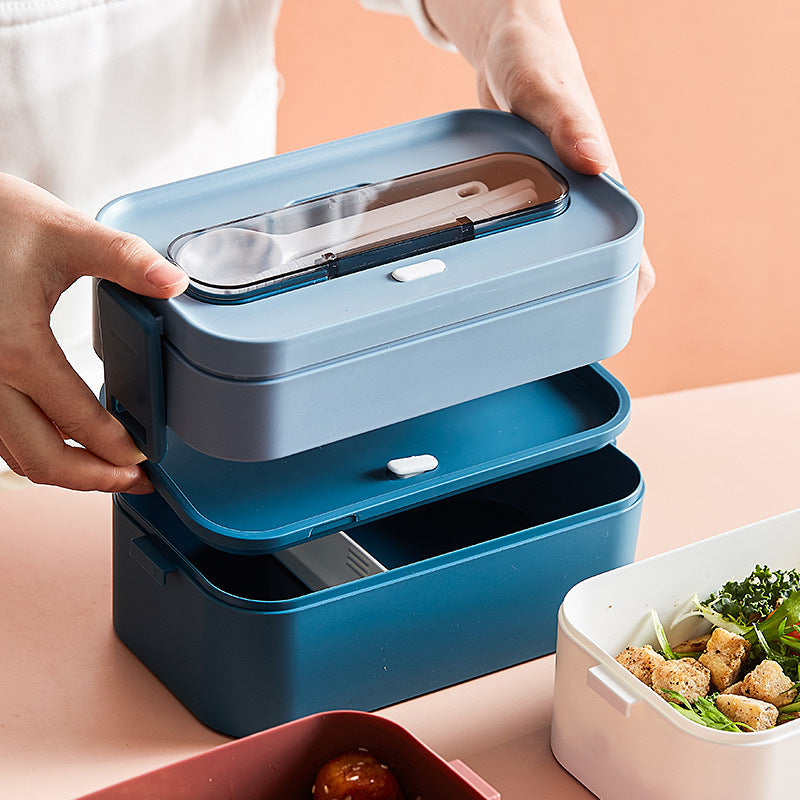 Lunch Box Office Worker Student Microwaveable Dedicated for Heating Tableware Japanese Double Deck Compartment Convenient Portable Lunch Box
