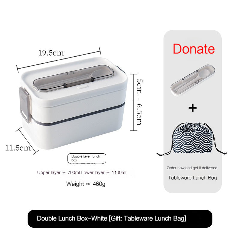Lunch Box Office Worker Student Microwaveable Dedicated for Heating Tableware Japanese Double Deck Compartment Convenient Portable Lunch Box