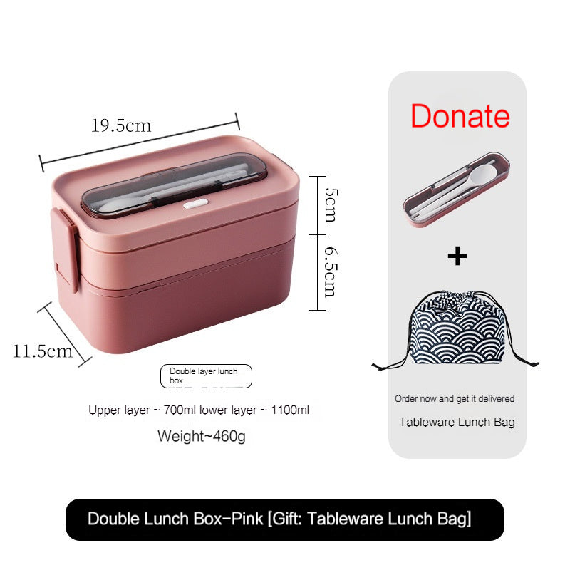 Lunch Box Office Worker Student Microwaveable Dedicated for Heating Tableware Japanese Double Deck Compartment Convenient Portable Lunch Box