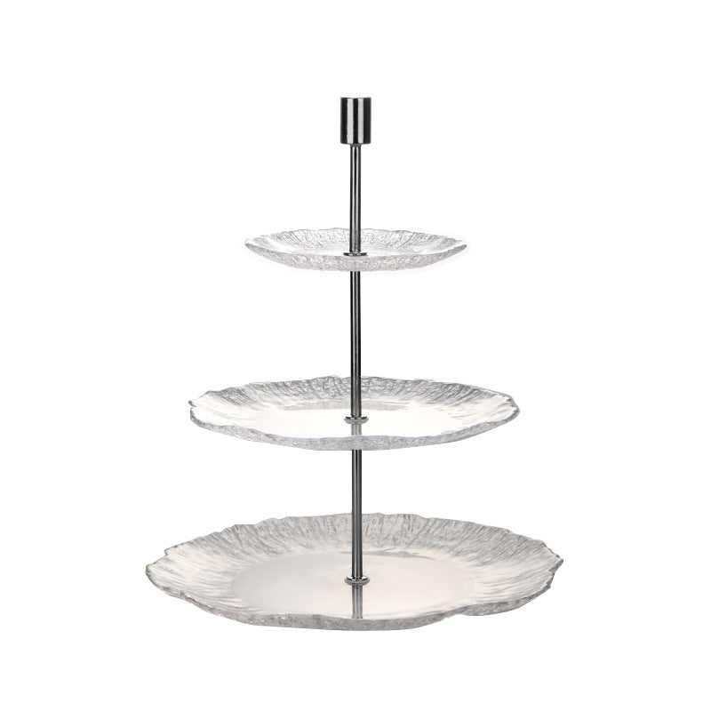 Nordic Internet Celebrity Fruit Plate, Candy String Disk Snack Glass Plate Pastry Plate, Light Luxury Eight Leaf Hammer Pattern Petals Dim Sum Plate