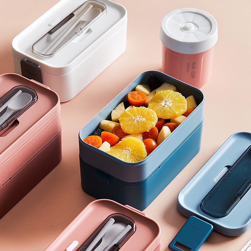 Lunch Box Office Worker Student Microwaveable Dedicated for Heating Tableware Japanese Double Deck Compartment Convenient Portable Lunch Box