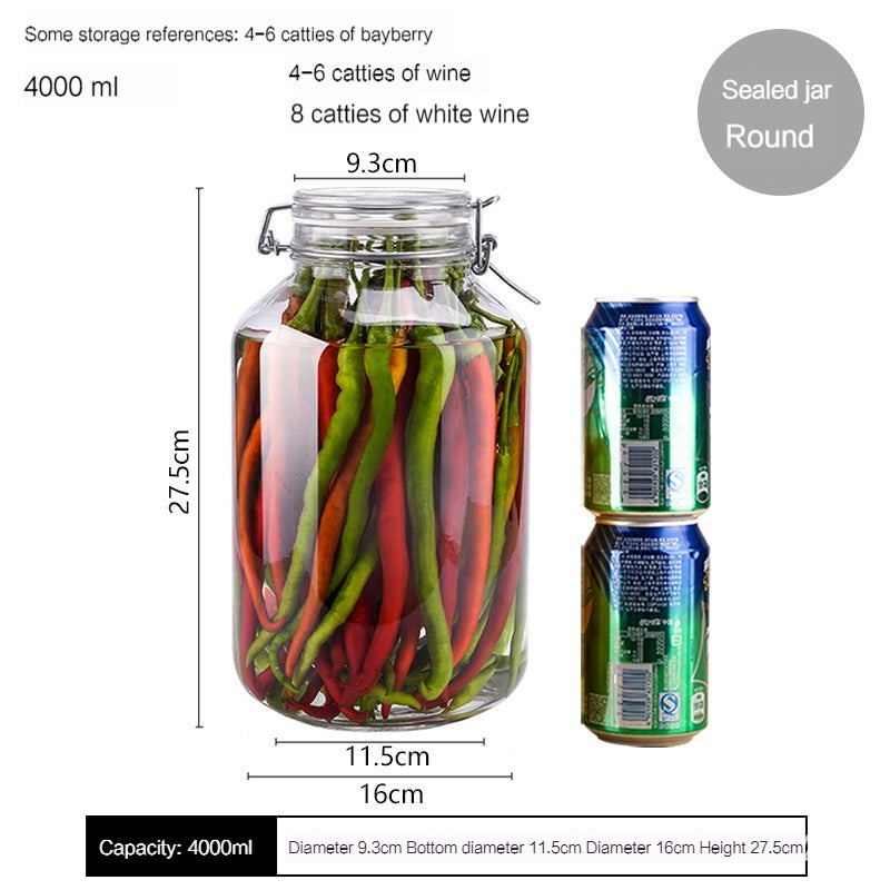 PO'MY Oli Glass Sealed Can, Wine Fermentation Jar, Green Waxberry Brewing Enzyme Fire Extinguisher Bottles, Pickled Vegetables Earthen Jar