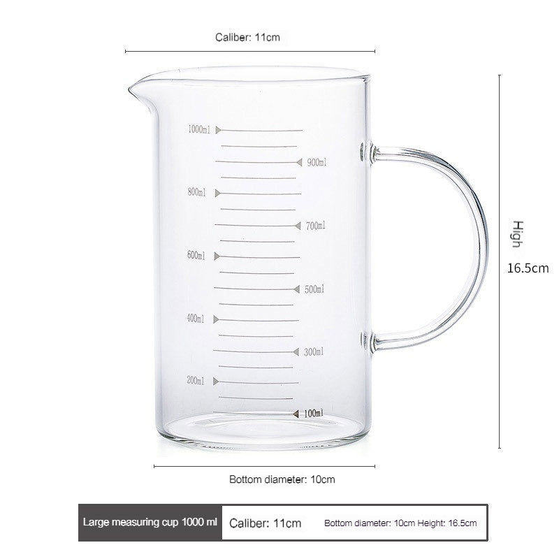 Household Heat-Resistant Glass Measuring Cup, Children's Milk Cup, with Scale Microwave Oven Measuring Cup, Transparent Graduated Glass