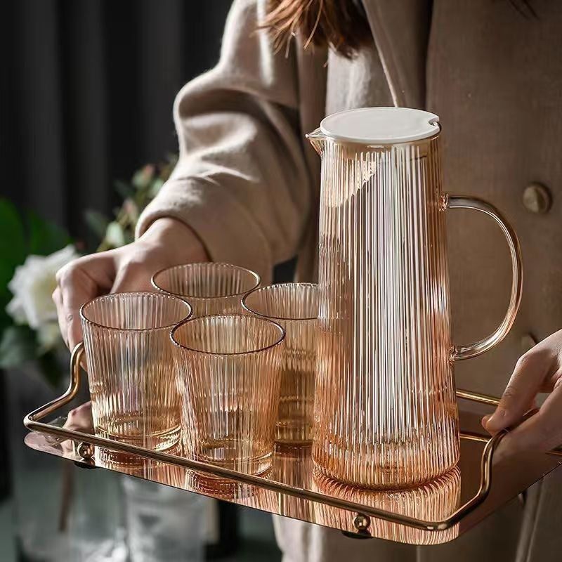 Cold Water Pot Set Japanese-Style Water Pitcher Household Cold Boiled Water Cup Set Large Capacity Jug High Temperature Resistant Teapot Cup
