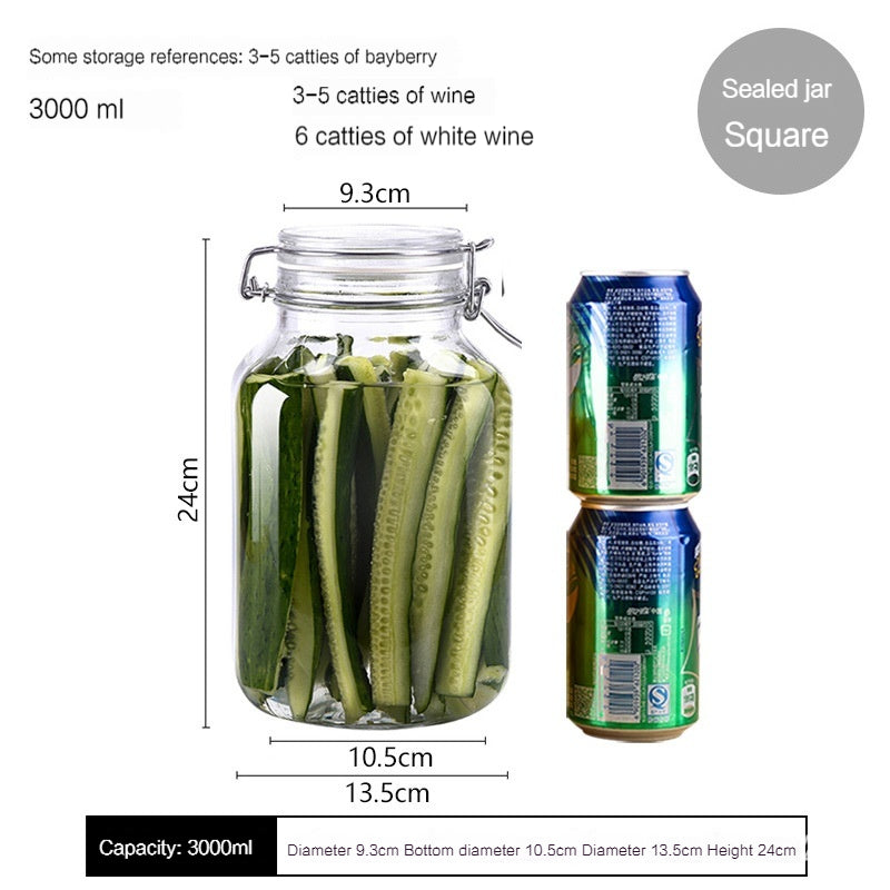 PO'MY Oli Glass Sealed Can, Wine Fermentation Jar, Green Waxberry Brewing Enzyme Fire Extinguisher Bottles, Pickled Vegetables Earthen Jar