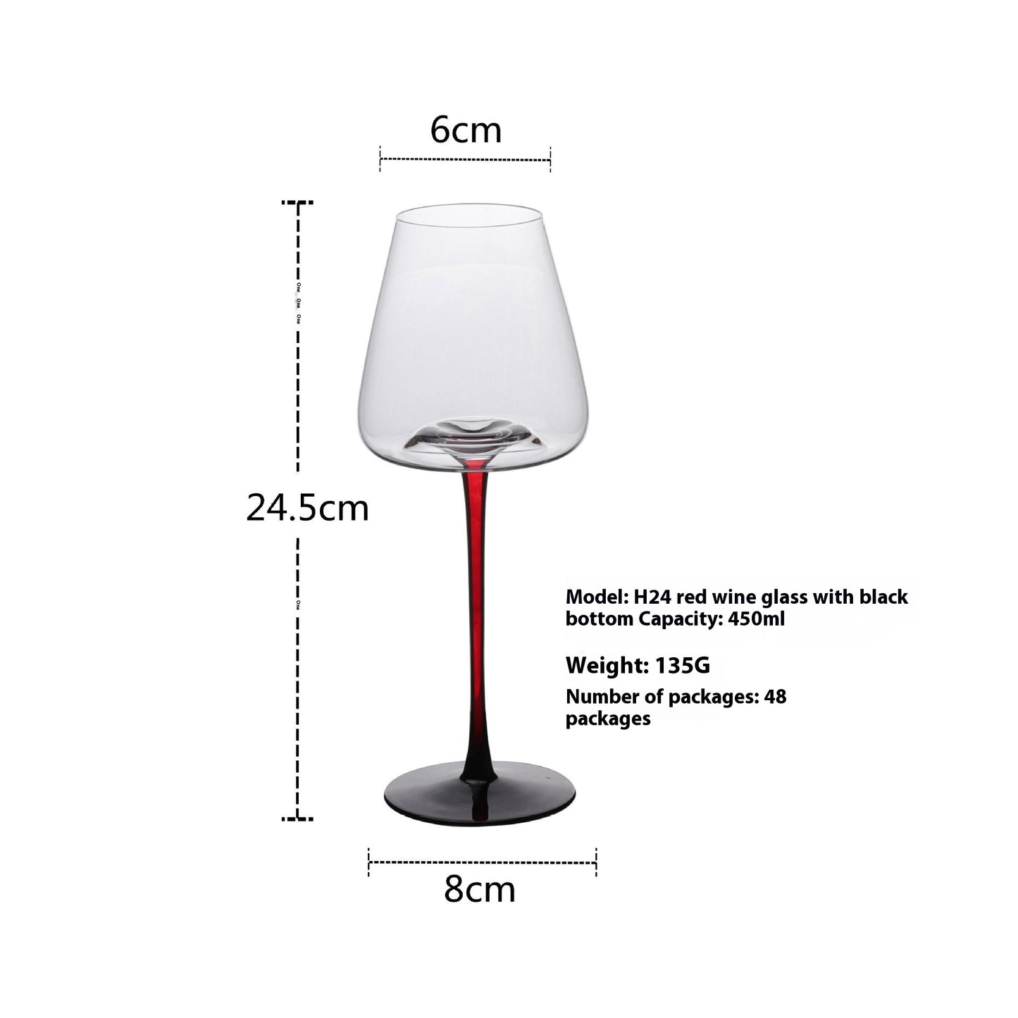 Black Bow Tie Red Wine Glass, Burgundy Goblet, Red and Black Background Big Belly Cup, Household Light Luxury Wine Glass, Glass
