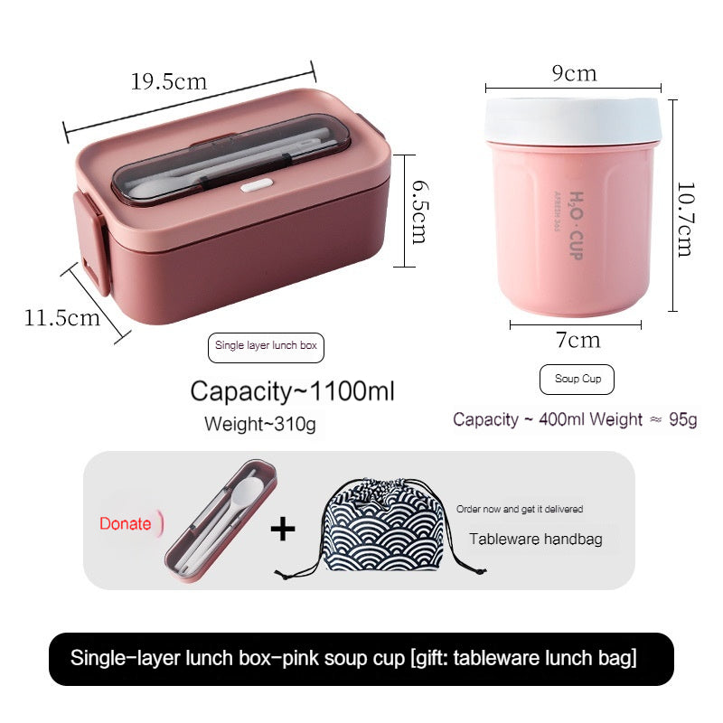Lunch Box Office Worker Student Microwaveable Dedicated for Heating Tableware Japanese Double Deck Compartment Convenient Portable Lunch Box