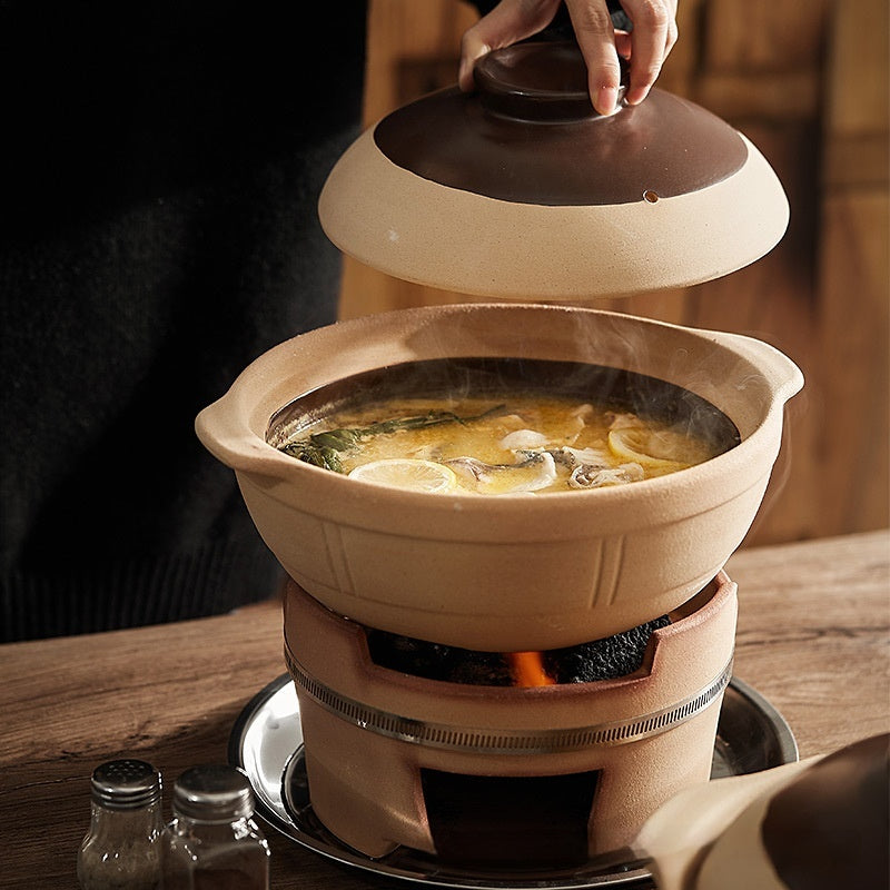 Hot Pot Household Claypot Rice Casserole, Stew Pot, Soup Burning Gas Stove Dedicated Small Size Old-Fashioned Pottery Clay Charcoal Stove