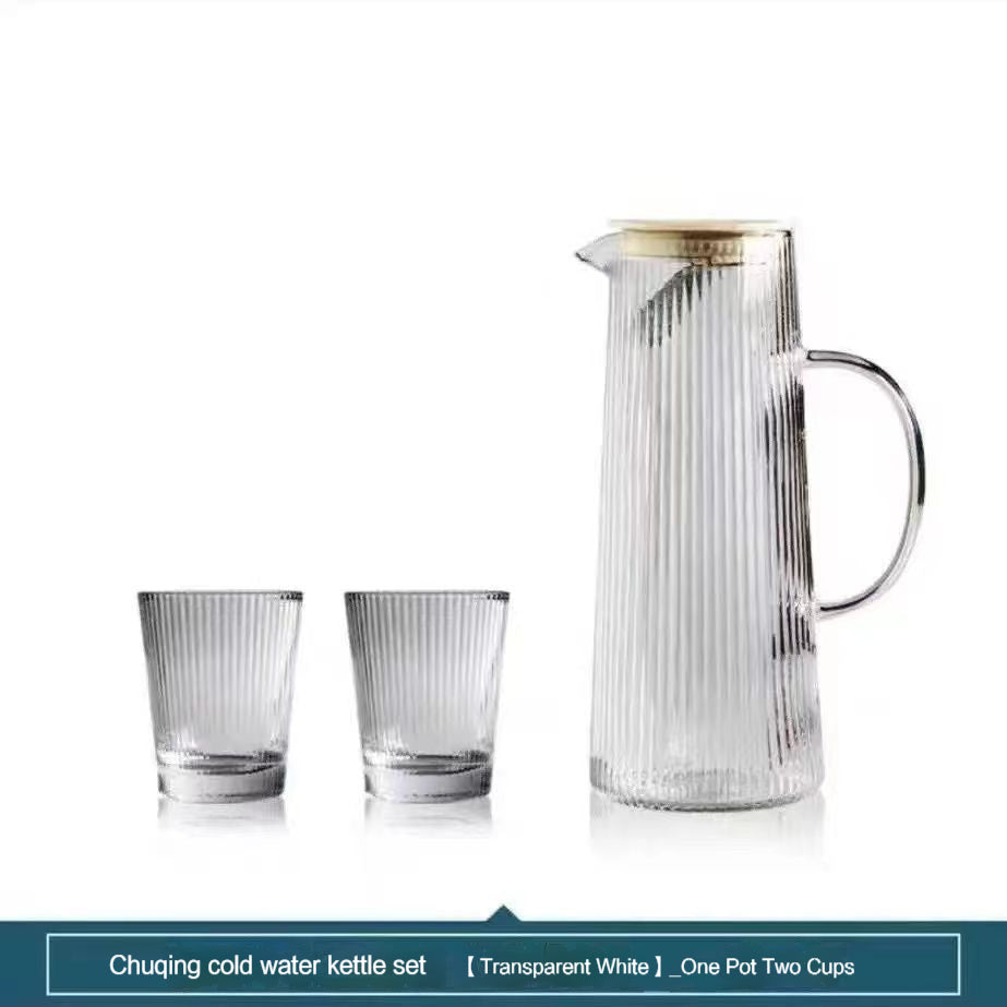 Cold Water Pot Set Japanese-Style Water Pitcher Household Cold Boiled Water Cup Set Large Capacity Jug High Temperature Resistant Teapot Cup