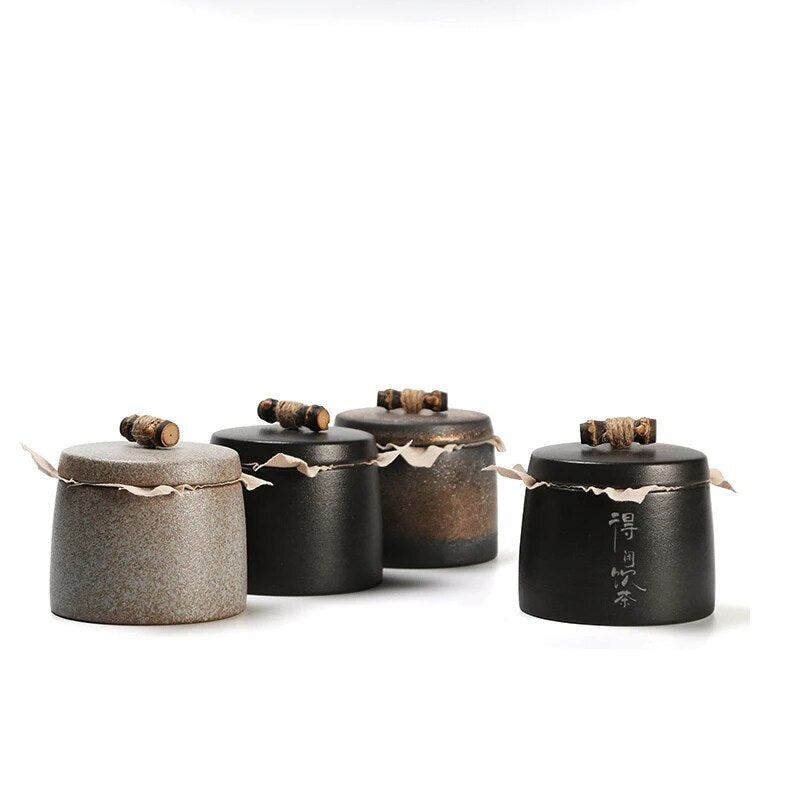 yuntasty Japanese Ceramic Tea Canisters Gold Tea Caddy 270ml
